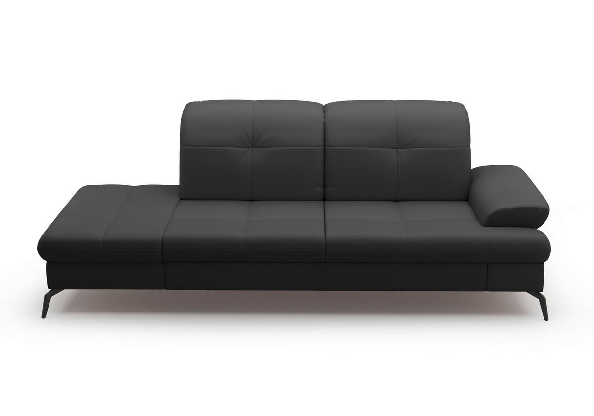 RÉCAMIERE in Echtleder Schwarz  - Schwarz, Konventionell, Leder/Metall (231/90/122cm) - Sit & More