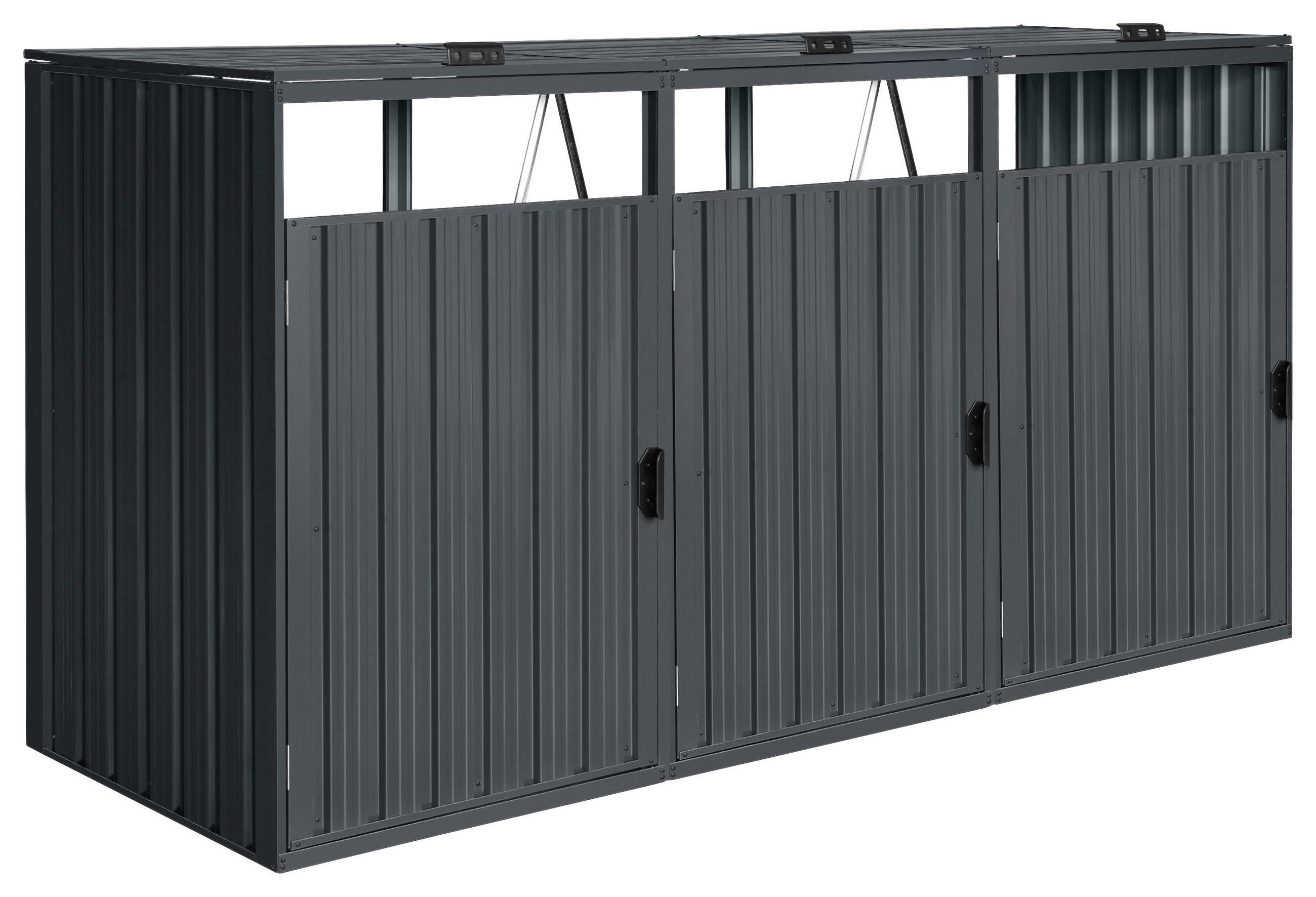 MÜLLTONNENBOX - Anthrazit, KONVENTIONELL, Metall (80/122/240cm) - Ambia Garden