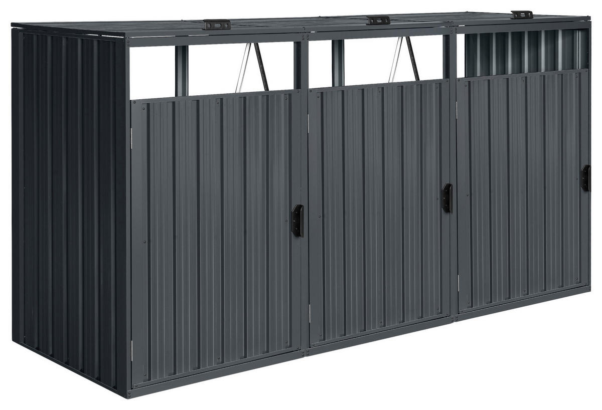 MÜLLTONNENBOX - Anthrazit, KONVENTIONELL, Metall (80/122/240cm) - Ambia Garden