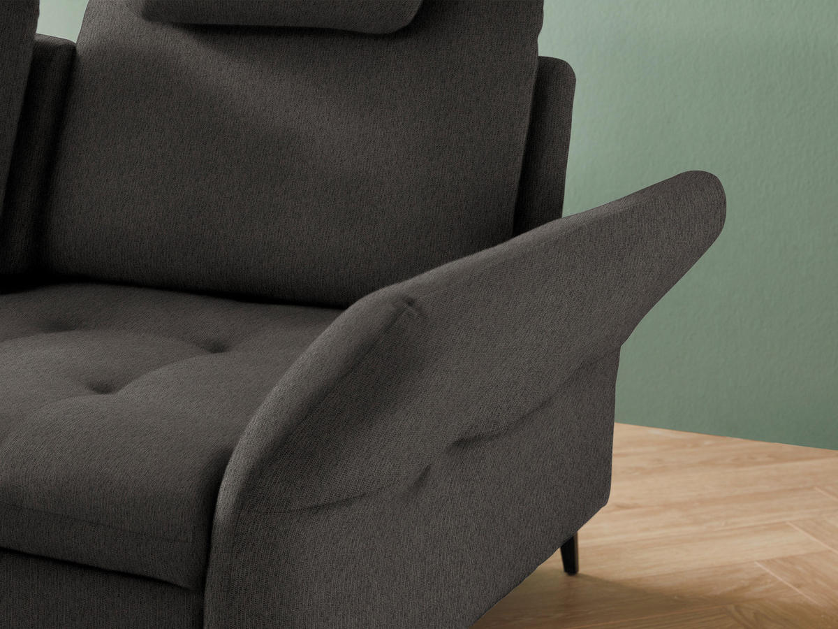 ECKSOFA Graubraun Chenille  - Graubraun/Schwarz, Natur, Textil/Metall (233/288cm) - Valnatura