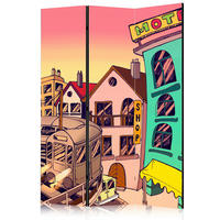 PARAVENT mit 3  Flügel - Pink/Gelb, Basics, Holz/Textil (135/172/3cm) - artgeist