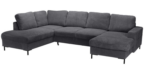 WOHNLANDSCHAFT Anthrazit Cord  - Anthrazit/Schwarz, KONVENTIONELL, Textil/Metall (197/303/148cm) - Carryhome