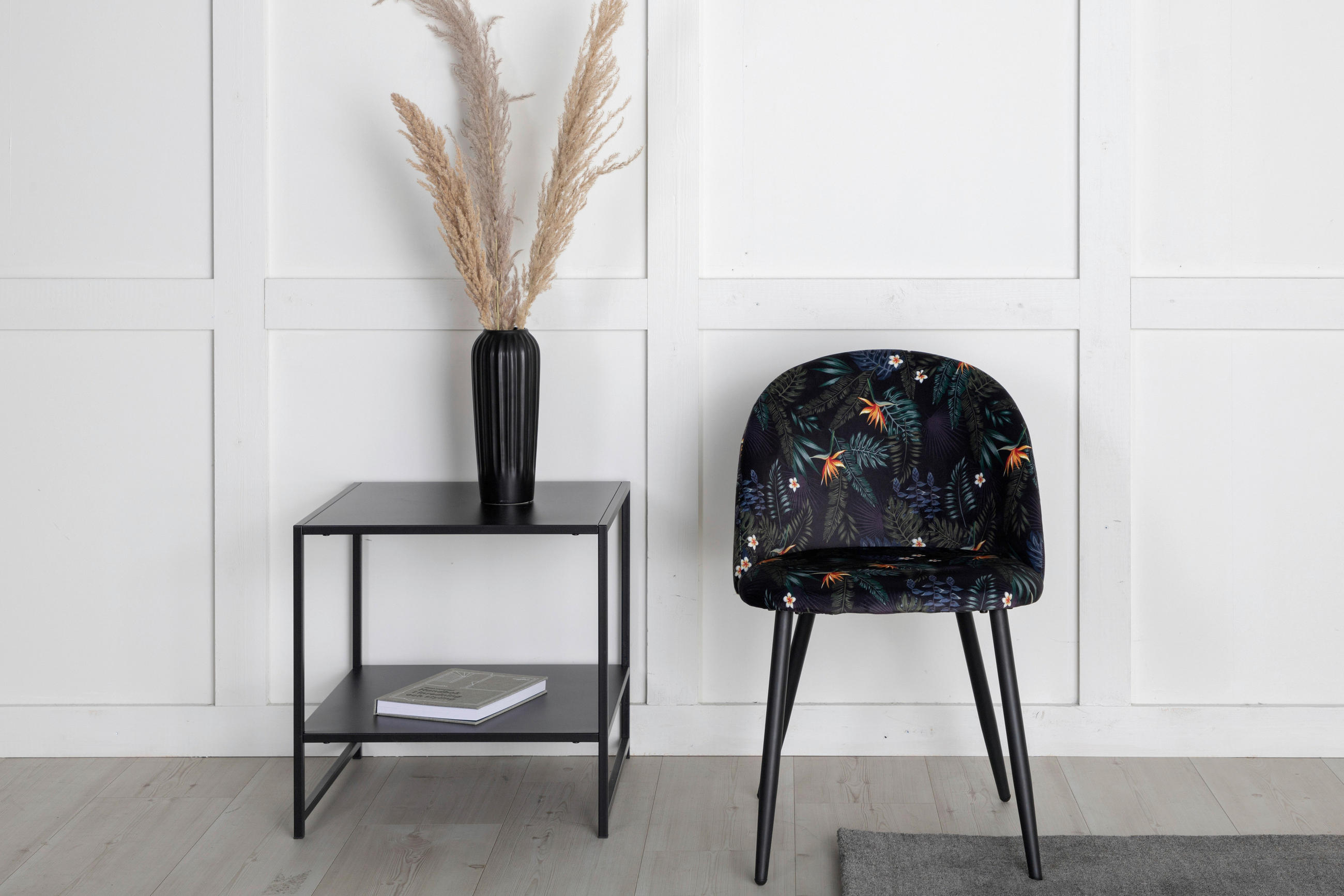 STOLSET 2 styck stål sammet  - svart, Design, metall/textil (50/77/48cm) - Livetastic