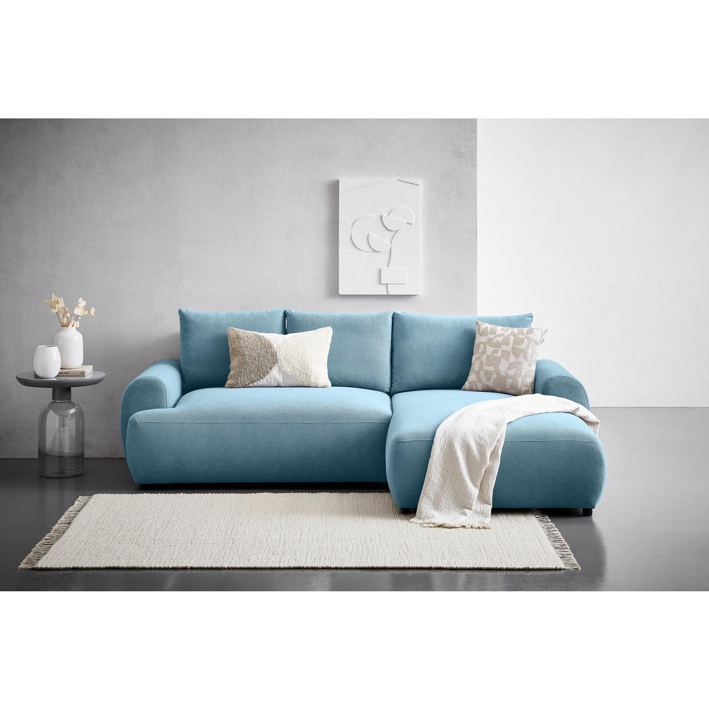 Thumbnail - Carryhome Ecksofa, Blau, Textil, 3-Sitzer, Füllung: Polyurethan (Pur), Ottomane rechts, L-Form, 265x175 cm, Made in EU, ...