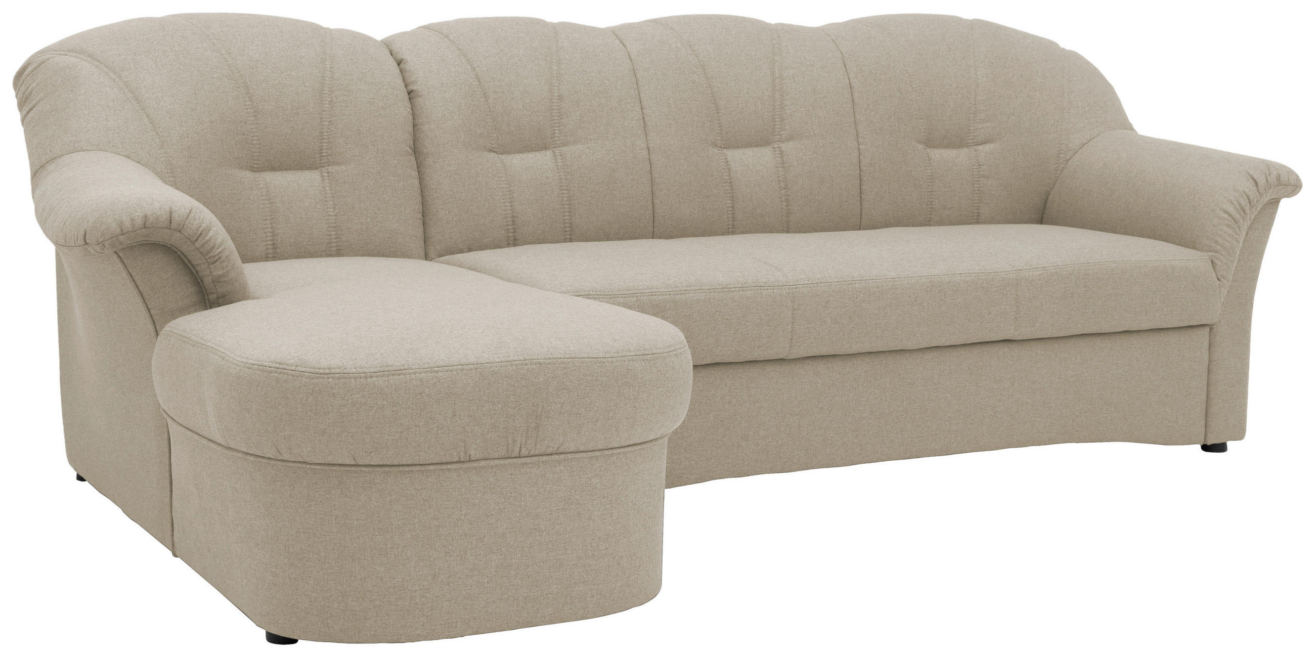ECKSCHLAFSOFA Schlammfarben Webstoff - Schlammfarben/Schwarz, KONVENTIONELL, Kunststoff/Textil (142/233cm) - MID.YOU