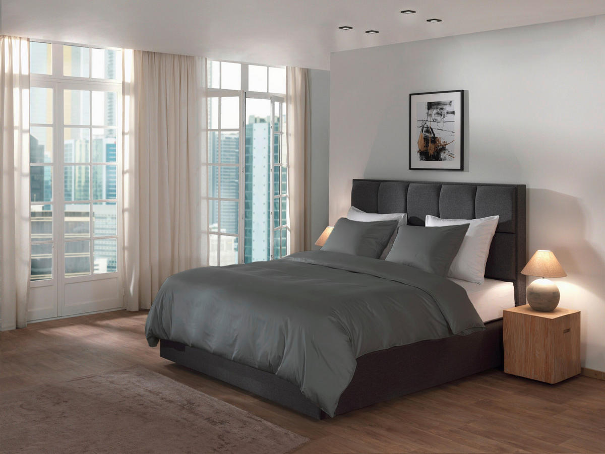 BETTWÄSCHE 2-teilig Suite-Dubai Makosatin 135/200 cm  - Dunkelgrau, Basics, Textil (135/200cm)
