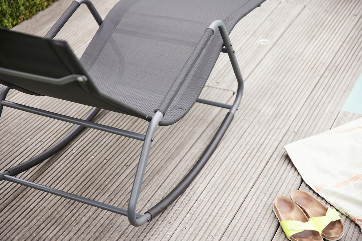 GARTEN-RELAXLIEGE 57/81/143 cm  - Schwarz, KONVENTIONELL, Kunststoff/Textil (57/81/143cm) - Siena Garden