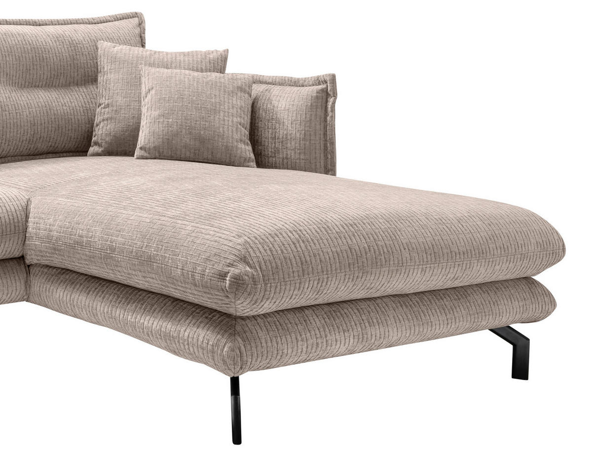 ECKSOFA in Mikrofaser Beige  255/180 cm  - Beige/Schwarz, Design, Textil/Metall (255/180cm) - Livetastic