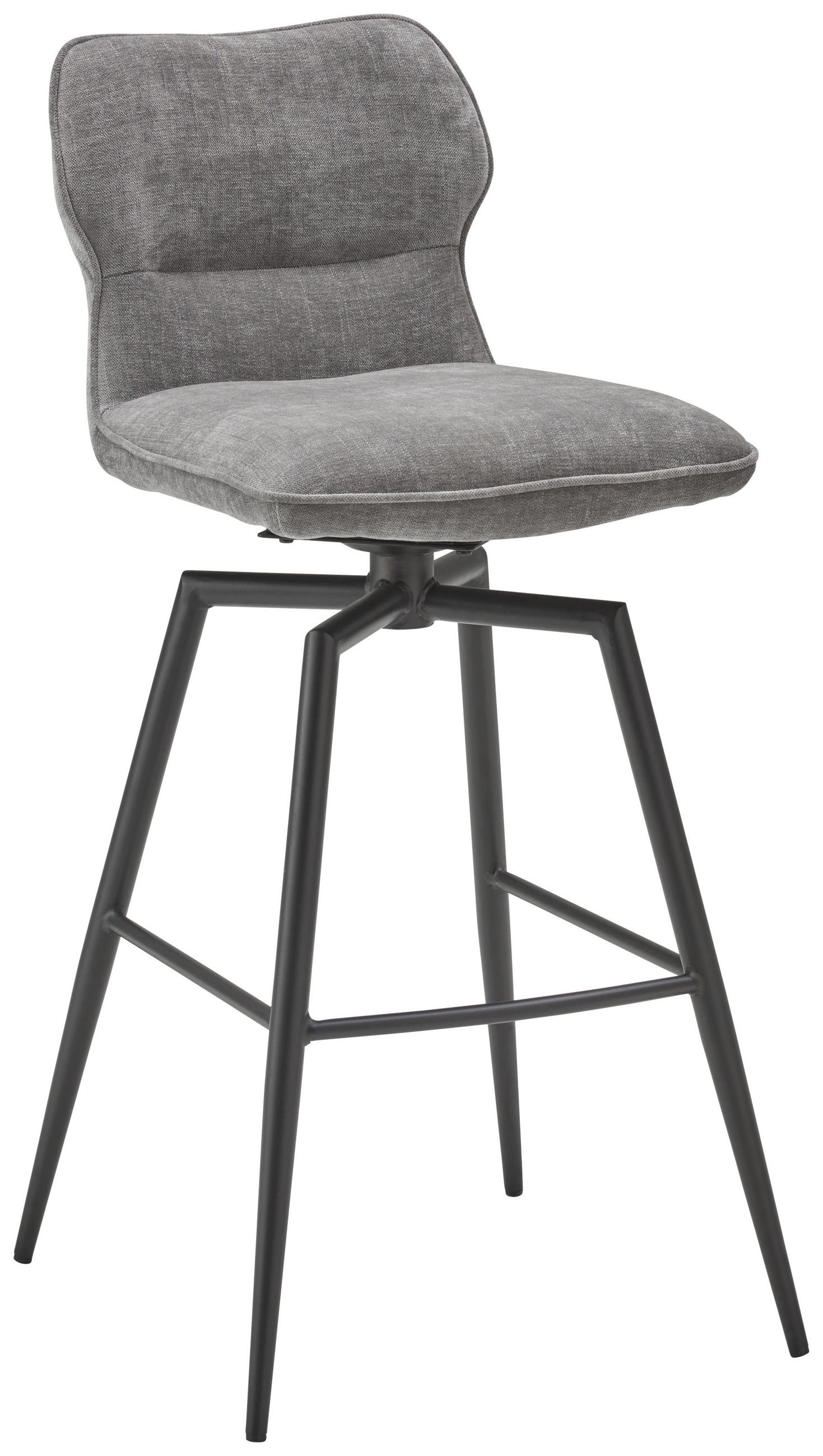 BARHOCKER Webstoff Grau Eisen Pappel Sperrholz Sitzfläche 180° drehbar  - Schwarz/Grau, LIFESTYLE, Holz/Textil (45/99/53cm) - Livetastic