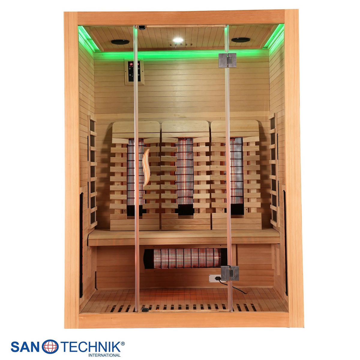 INFRAROTKABINE für 3 Personen OPEN  - Naturfarben, KONVENTIONELL, Holz (150/120/200cm) - Sanotechnik