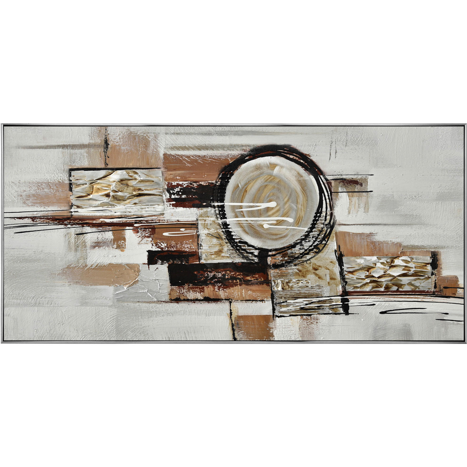 ÖLGEMÄLDE Abstraktes 150/70 cm  - Dunkelbraun/Silberfarben, Design, Holz/Wellpappe (150/70cm) - Monee