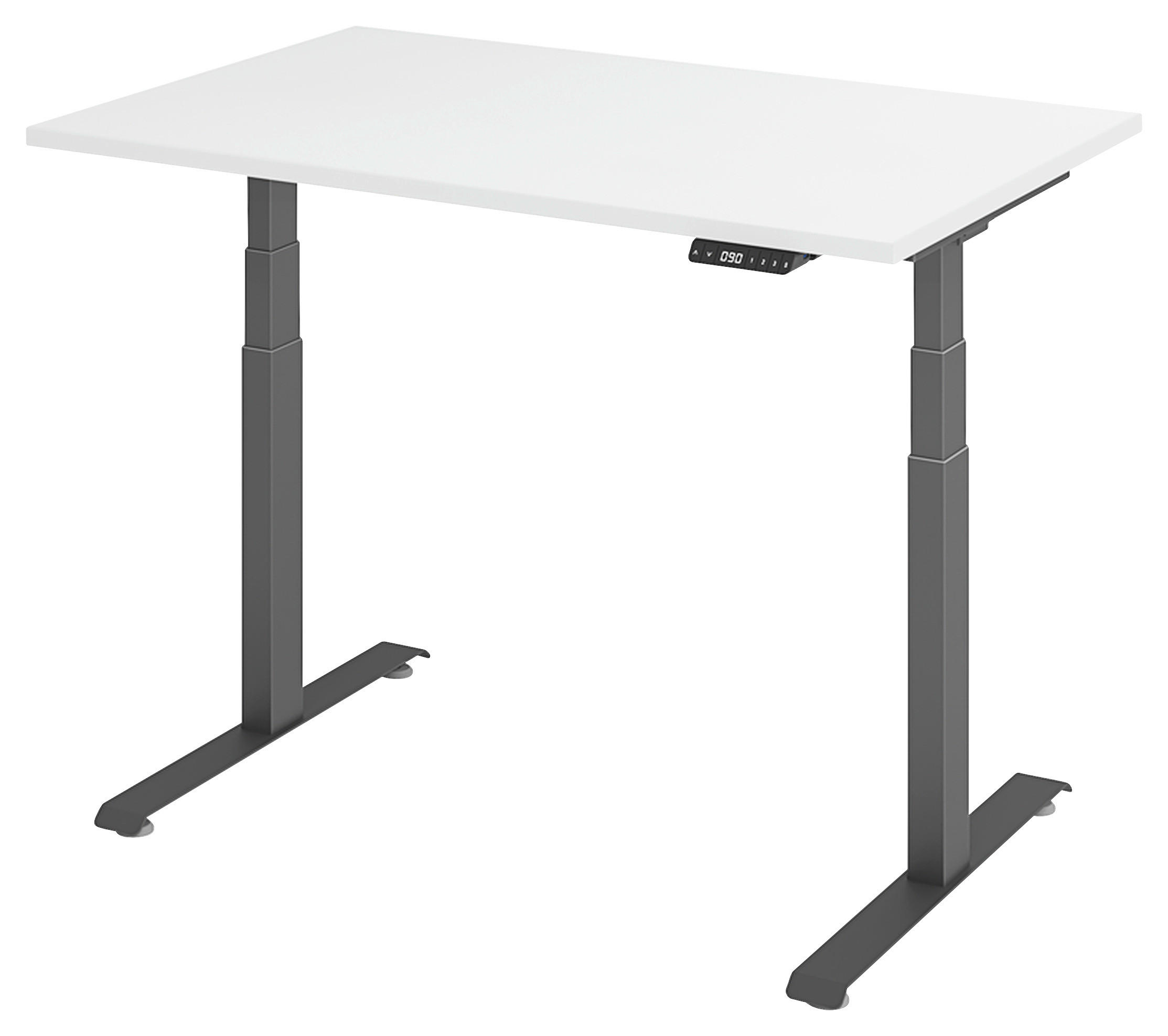 SCHREIBTISCH höhenverstellbar  - Graphitfarben/Weiß, KONVENTIONELL, Holzwerkstoff/Metall (120/80/64,5-129,5cm) - Venda