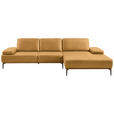 ECKSOFA 16580 Sprint in Echtleder Currygelb  314/176 cm  - Currygelb/Bronzefarben, Design, Leder/Holz (314/176cm) - Valnatura
