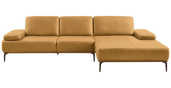 ECKSOFA 16580 Sprint in Echtleder Currygelb  314/176 cm  - Currygelb/Bronzefarben, Design, Leder/Holz (314/176cm) - Valnatura