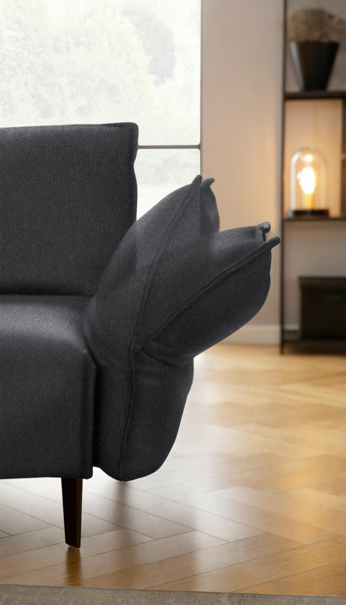 ECKSOFA  in Chenille, Flachgewebe Graphitfarben  272/340 cm  - Schwarz/Graphitfarben, MODERN, Textil/Metall (272/340cm) - W.Schillig