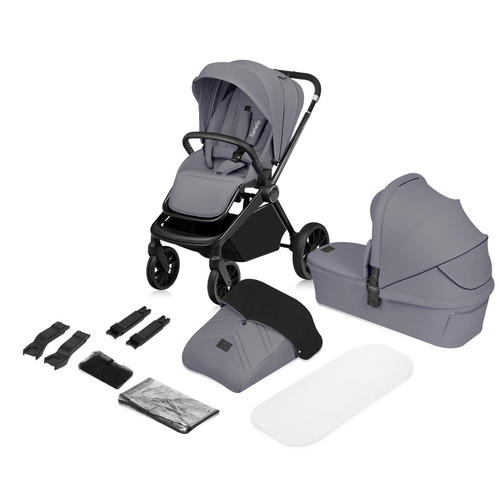 KINDERWAGENSET Mika Plus 2in1  - Grau, Basics (93/62/110cm) - Lionelo