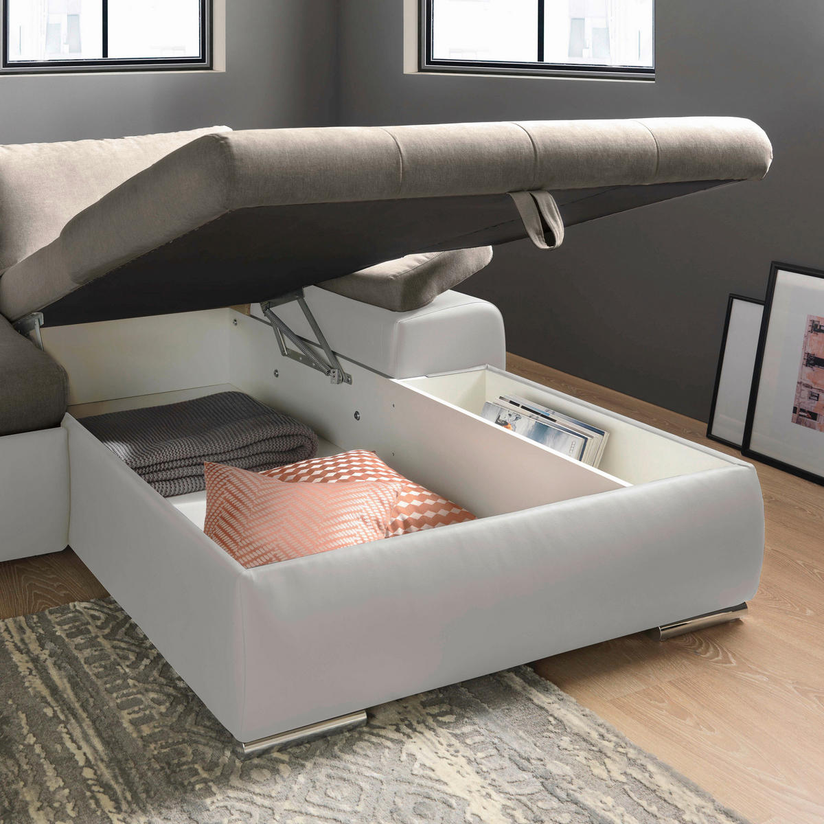 ECKSOFA JOY I -EXKLUSIV- TOP- - Beige/Weiß, Design, Kunststoff/Textil (271/175cm) - Xora