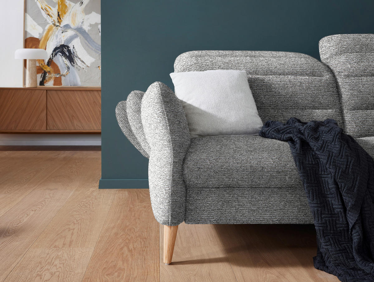 2-SITZER-SOFA in Webstoff Hellgrau  - Eiche Bianco/Hellgrau, Design, Holz/Textil (192-220/85-106/98-112cm) - Dieter Knoll