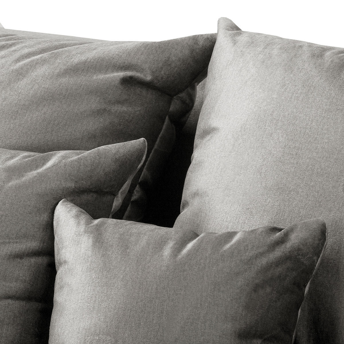 ECKSOFA Naomi in Velours Dunkelgrau Rückenkissen  284/243 cm  - Dunkelgrau/Schwarz, Design, Kunststoff/Textil (284/243cm) - P & B
