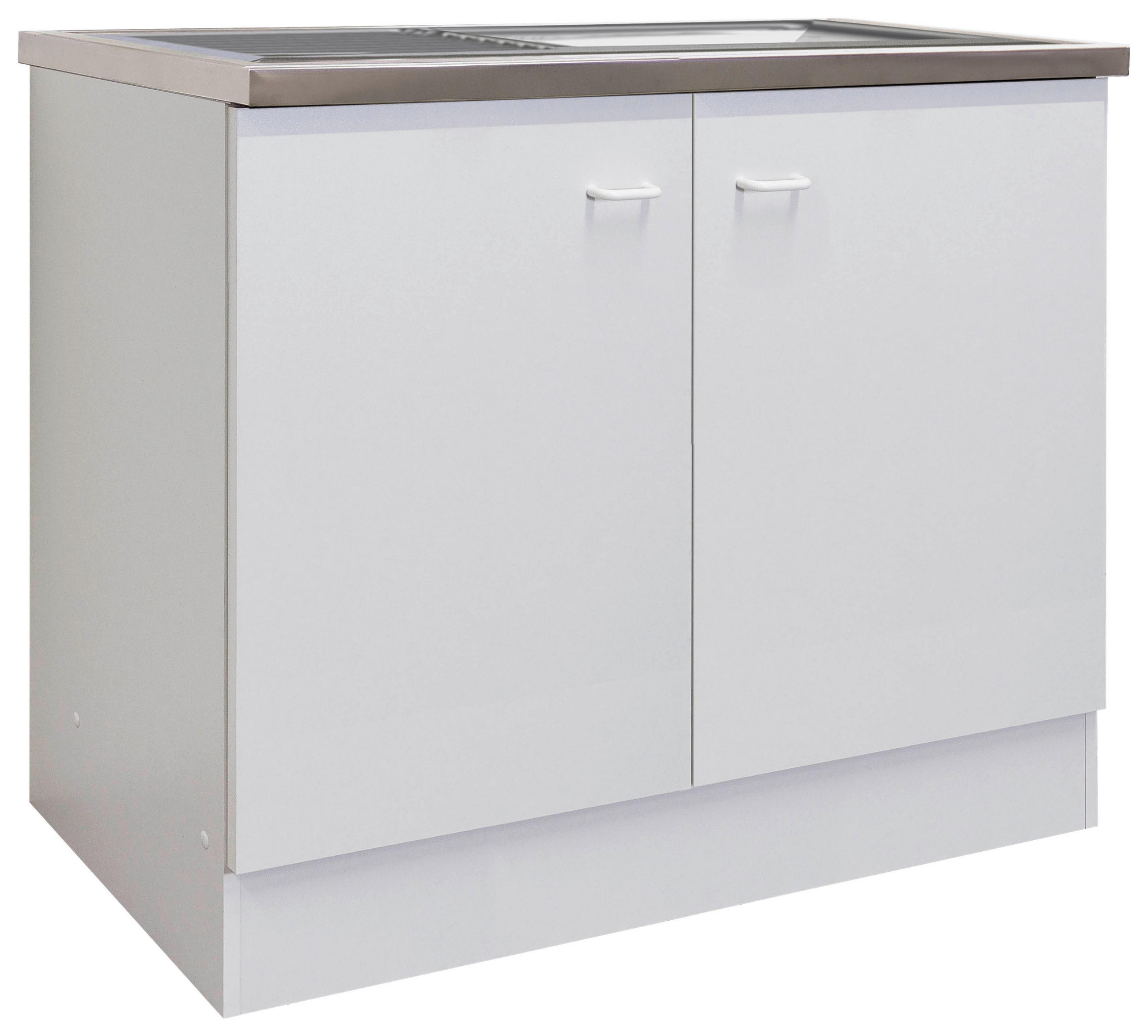 SPÜLENUNTERSCHRANK 100/85/50 cm  in Weiß  - Hellgrau/Weiß, KONVENTIONELL, Holzwerkstoff/Kunststoff (100/85/50cm) - FlexWell