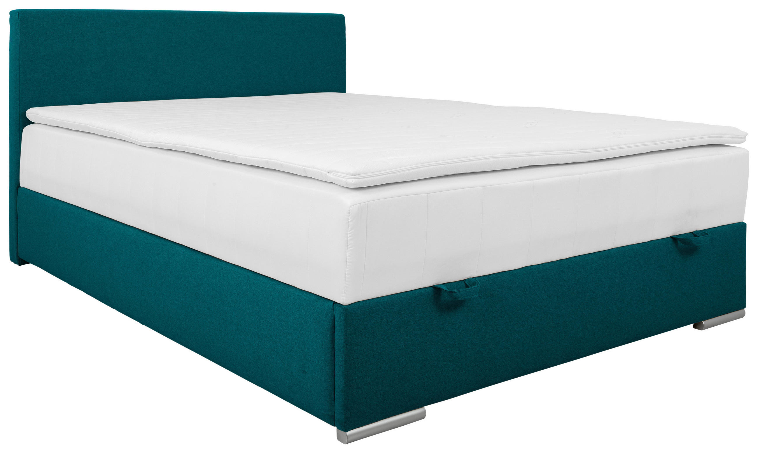 POLSTERBETT 140/200 cm,  in Petrol, Bettkasten, Topper, H2 + H2 = mittel  - Chromfarben/Petrol, KONVENTIONELL, Holz/Kunststoff (140/200cm) - MID.YOU