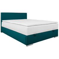POLSTERBETT 140/200 cm,  in Petrol, Bettkasten, Topper, H2 + H2 = mittel  - Chromfarben/Petrol, KONVENTIONELL, Holz/Kunststoff (140/200cm) - MID.YOU