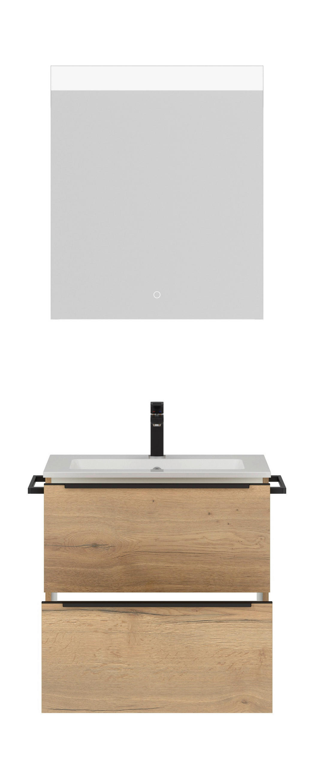 BADEZIMMER  in 61 cm  - Eichefarben/Schwarz, MODERN, Holzwerkstoff/Stein (61cm) - Nobilia