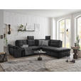 ECKSOFA in Mikrovelours Schwarz  - Schwarz, KONVENTIONELL, Kunststoff/Textil (265/217cm) - Carryhome