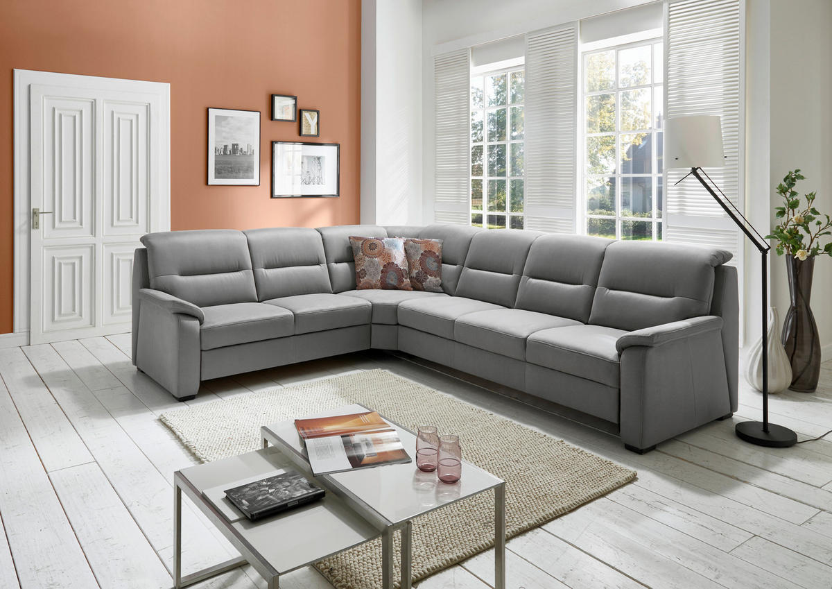 ROHOVÁ SEDACIA SÚPRAVA, textil, sivá - čierna/sivá, Konventionell, drevo/textil (245/303cm) - Beldomo Comfort