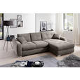 ECKSOFA in Mikrofaser Taupe  - Taupe/Chromfarben, MODERN, Kunststoff/Textil (276/193cm) - Hom`in