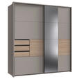 SCHWEBETÜRENSCHRANK  in Sahara, Eichefarben  - Eichefarben/Schwarz, MODERN, Glas/Holzwerkstoff (180/198/65cm) - Carryhome