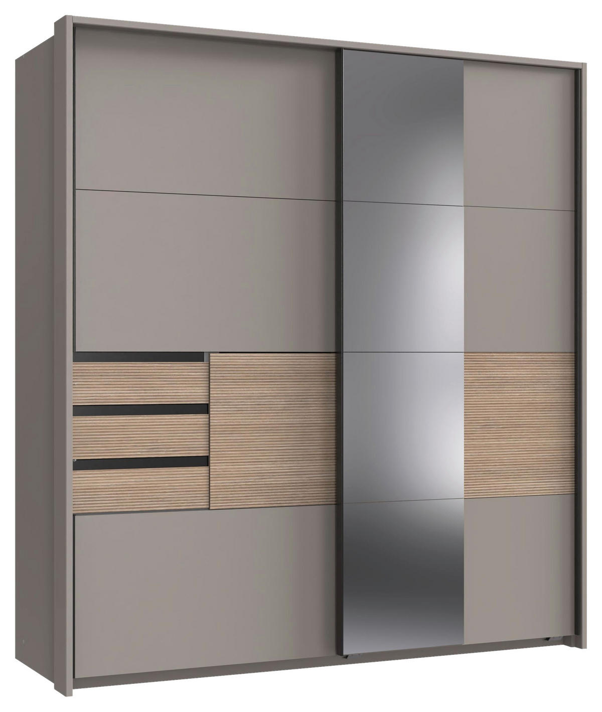OMARA Z DRSNIMI VRATI, sahara, barve hrasta, siva  - sahara/siva, Moderno, kovina/steklo (180/198/65cm) - Carryhome