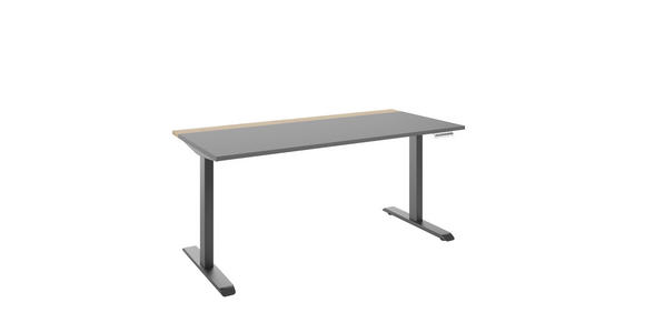 SCHREIBTISCH 160/75/72-122 cm  in Grau, Hickory  - Anthrazit/Grau, MODERN, Holzwerkstoff/Metall (160/75/72-122cm) - Novel