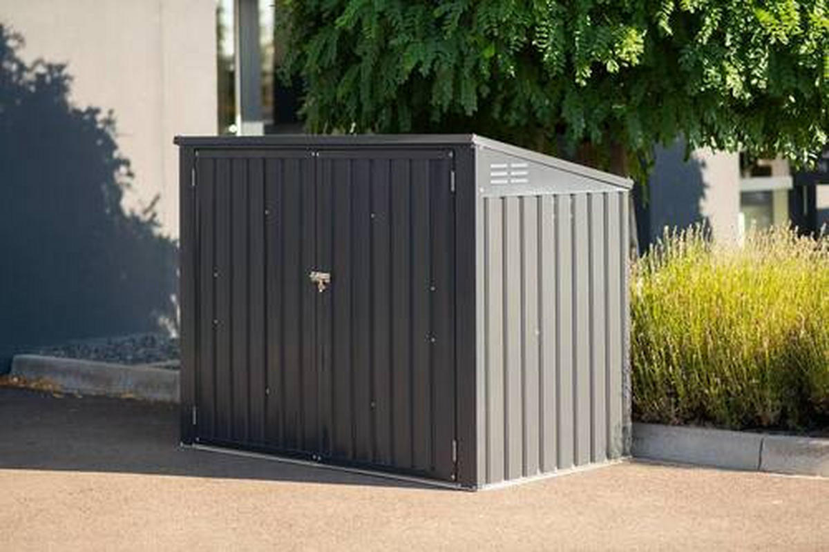 MÜLLTONNENBOX - Dunkelgrau, Basics, Metall (172/131/100cm) - Ambia Garden