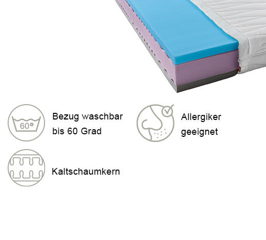 WENDEMATRATZE 90/200 cm  - Weiß, Basics, Textil (90/200cm) - Elastica