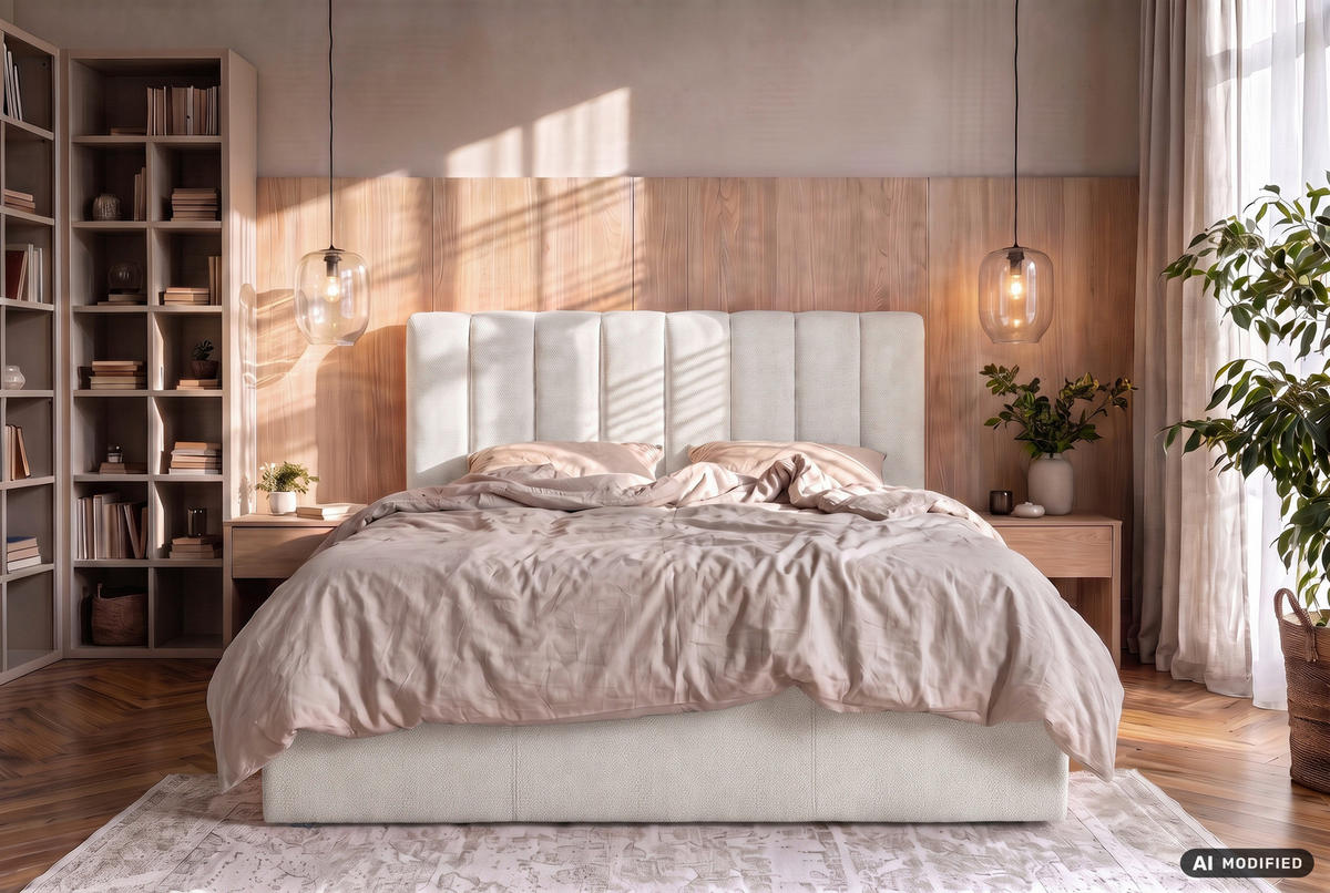 TAPECIRANI KREVET   140/200 cm   krem  - krem, Trend, tekstil/drvo (140/200cm) - Boxxx