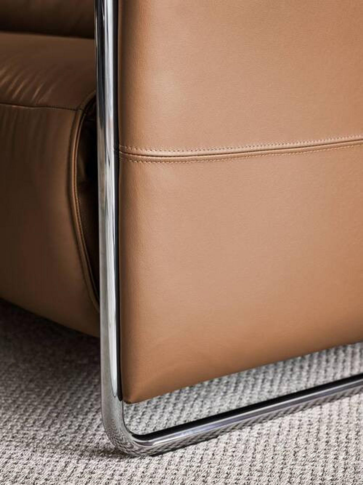 ECKSOFA in Echtleder Cognac  - Chromfarben/Cognac, Natur, Leder/Metall (184/248cm) - Stressless