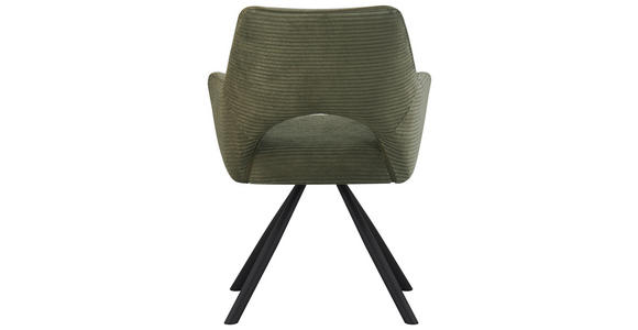 ARMLEHNSTUHL  inklusive Armlehnen, Sitzfläche 180° drehbar Cord  - Schwarz/Grün, Design, Textil/Metall (60/85/63cm) - Hom`in