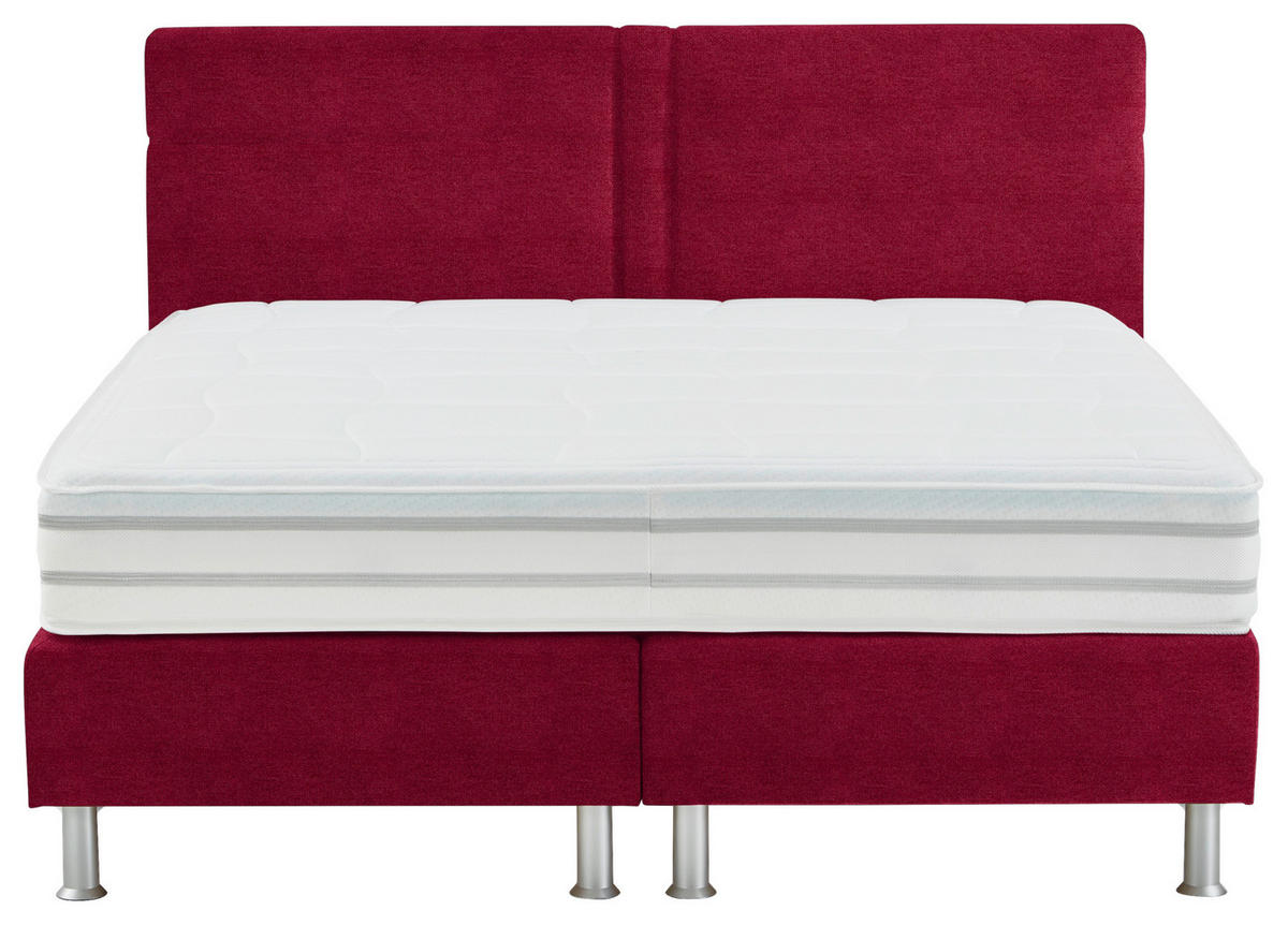 BOXSPRINGBETT 180/200 cm  in Rot  - Rot/Alufarben, Design, Kunststoff/Textil (180/200cm) - Beldomo - Sleep