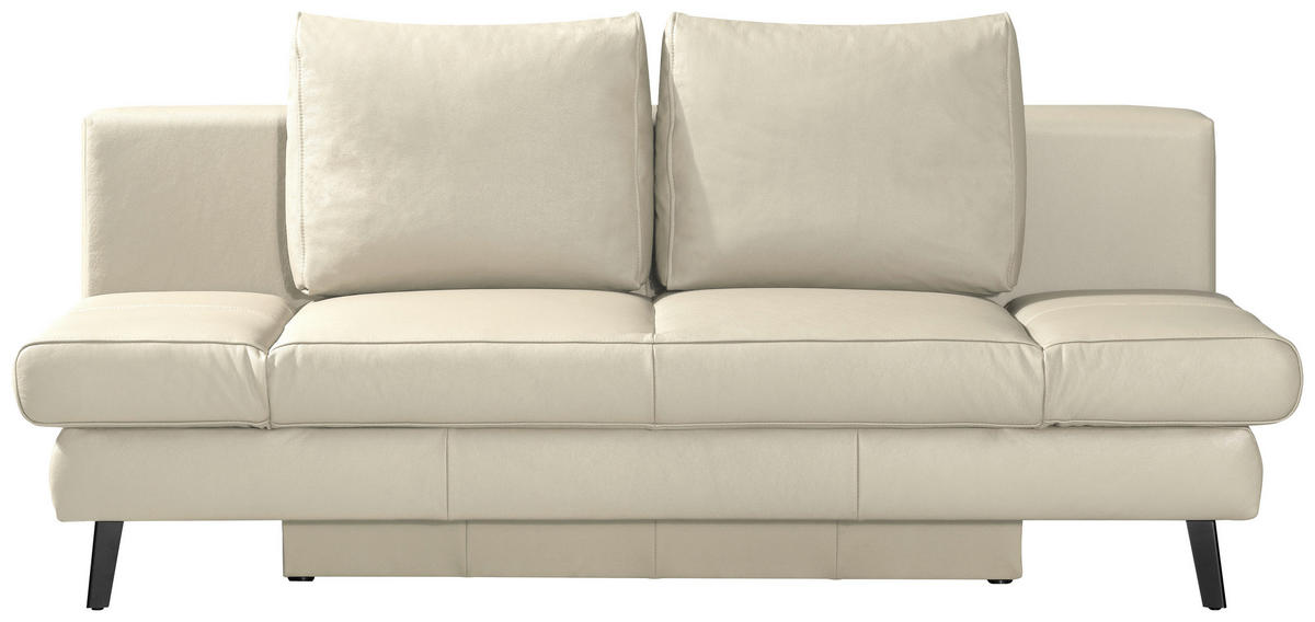 SCHLAFSOFA in Echtleder Naturfarben  - Schwarz/Naturfarben, Design, Leder/Metall (200/85/90cm) - Novel
