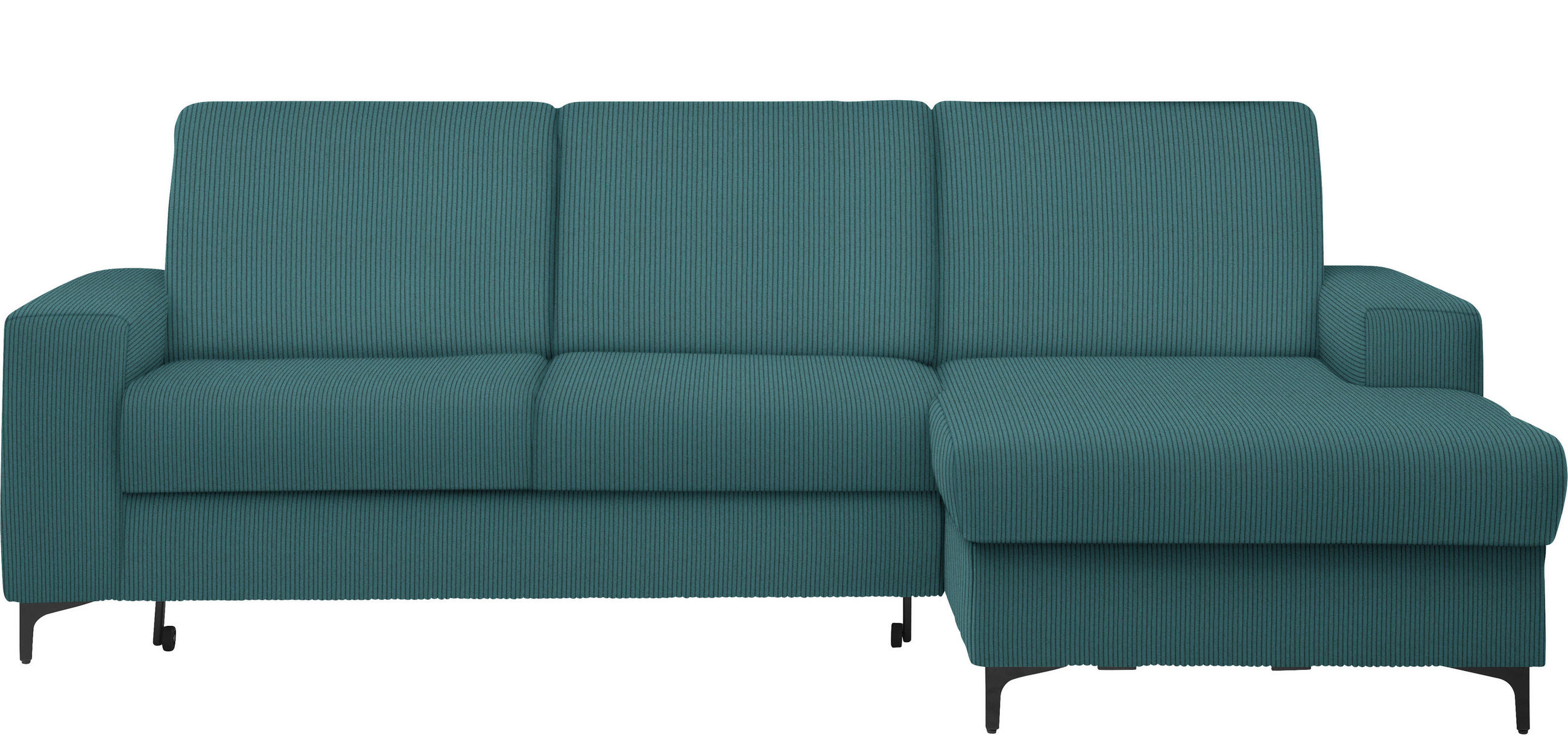 ECKSOFA in Cord Waldgrün  - Waldgrün/Schwarz, Konventionell, Textil/Metall (247/167cm) - Stylife