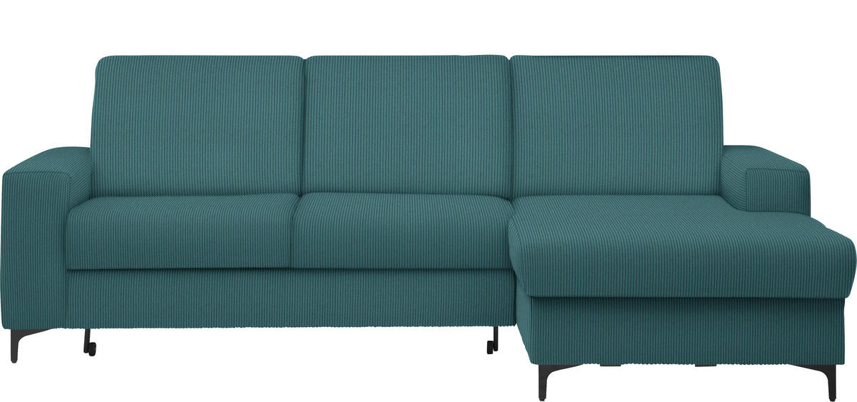 ECKSOFA in Cord Waldgrün  - Waldgrün/Schwarz, Konventionell, Textil/Metall (247/167cm) - Stylife
