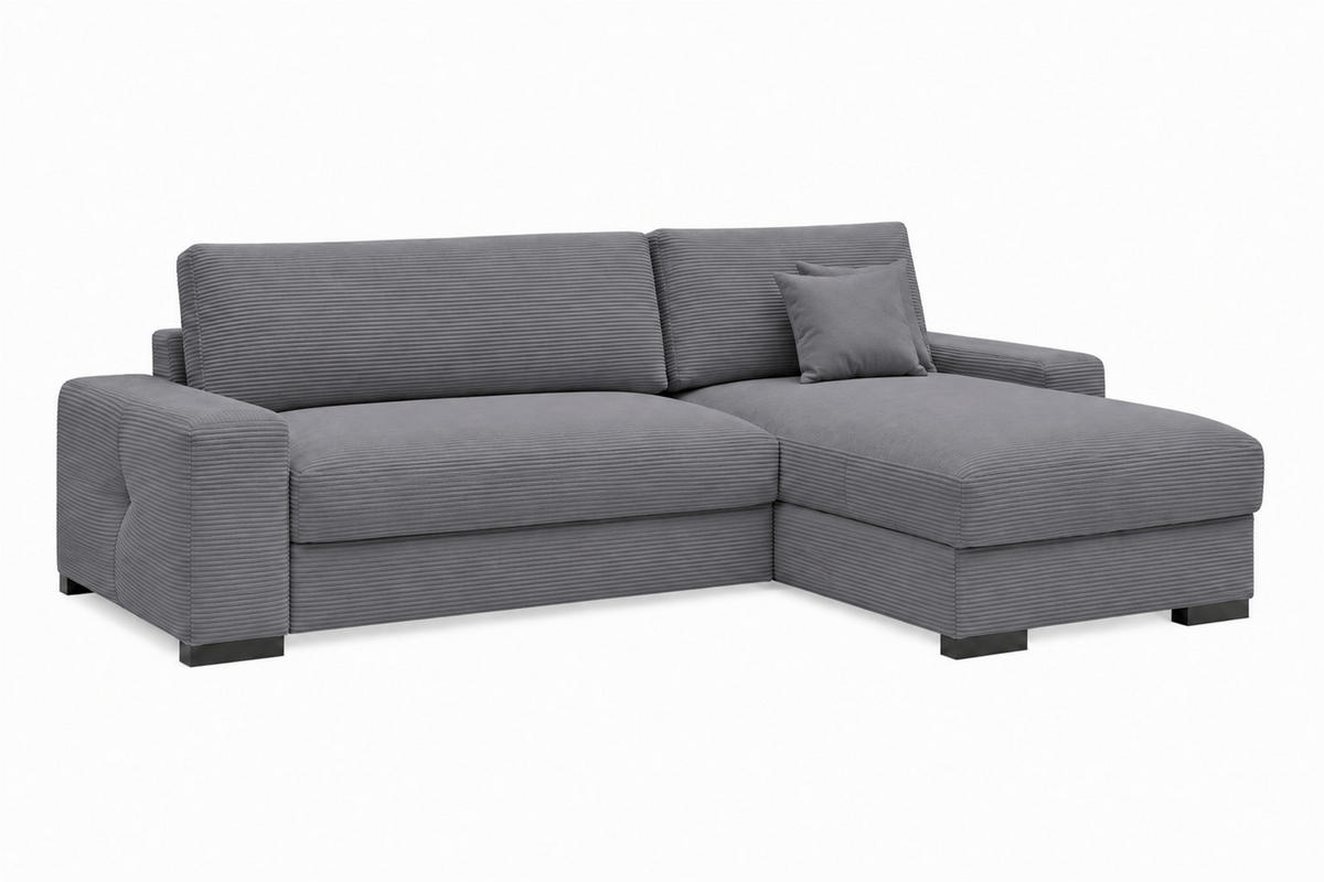ECKSOFA  Cord Grau  - Schwarz/Grau, Basics, Holz/Holzwerkstoff (264/184cm) - MID.YOU