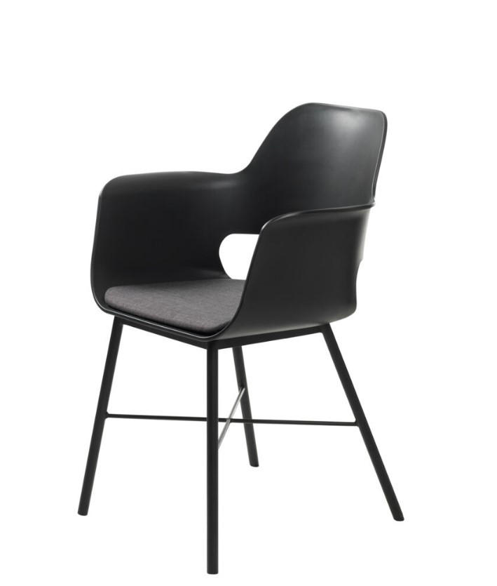 STOL MED ARMSTÖD  - mörkgrå/svart, Design, metall/textil (59/83/57cm) - Niels Andersson
