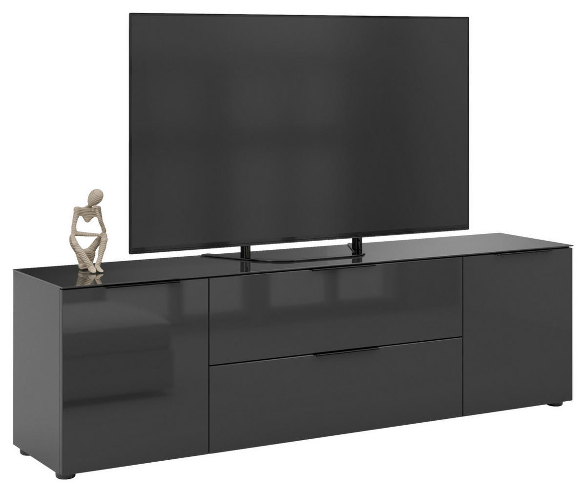 LOWBOARD Style  in 180/53,9/40 cm  - Anthrazit/Anthrazit Hochglanz, Basics, Glas/Holzwerkstoff (180/53,9/40cm)