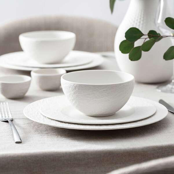 TAFELSERVICE Weiß 16-teilig Manufacture Rock blanc  - Weiß, KONVENTIONELL, Keramik - Villeroy & Boch