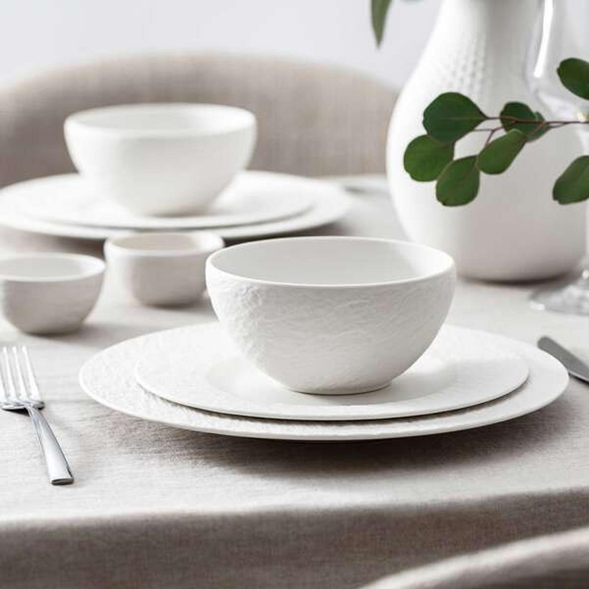 TAFELSERVICE Weiß 16-teilig Manufacture Rock blanc  - Weiß, KONVENTIONELL, Keramik - Villeroy & Boch