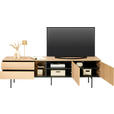 TV-ELEMENT Schwarz, Eichefarben 197/56/41 cm - Eichefarben/Schwarz, Basics, Glas/Holzwerkstoff (197/56/41cm) - Hom`in