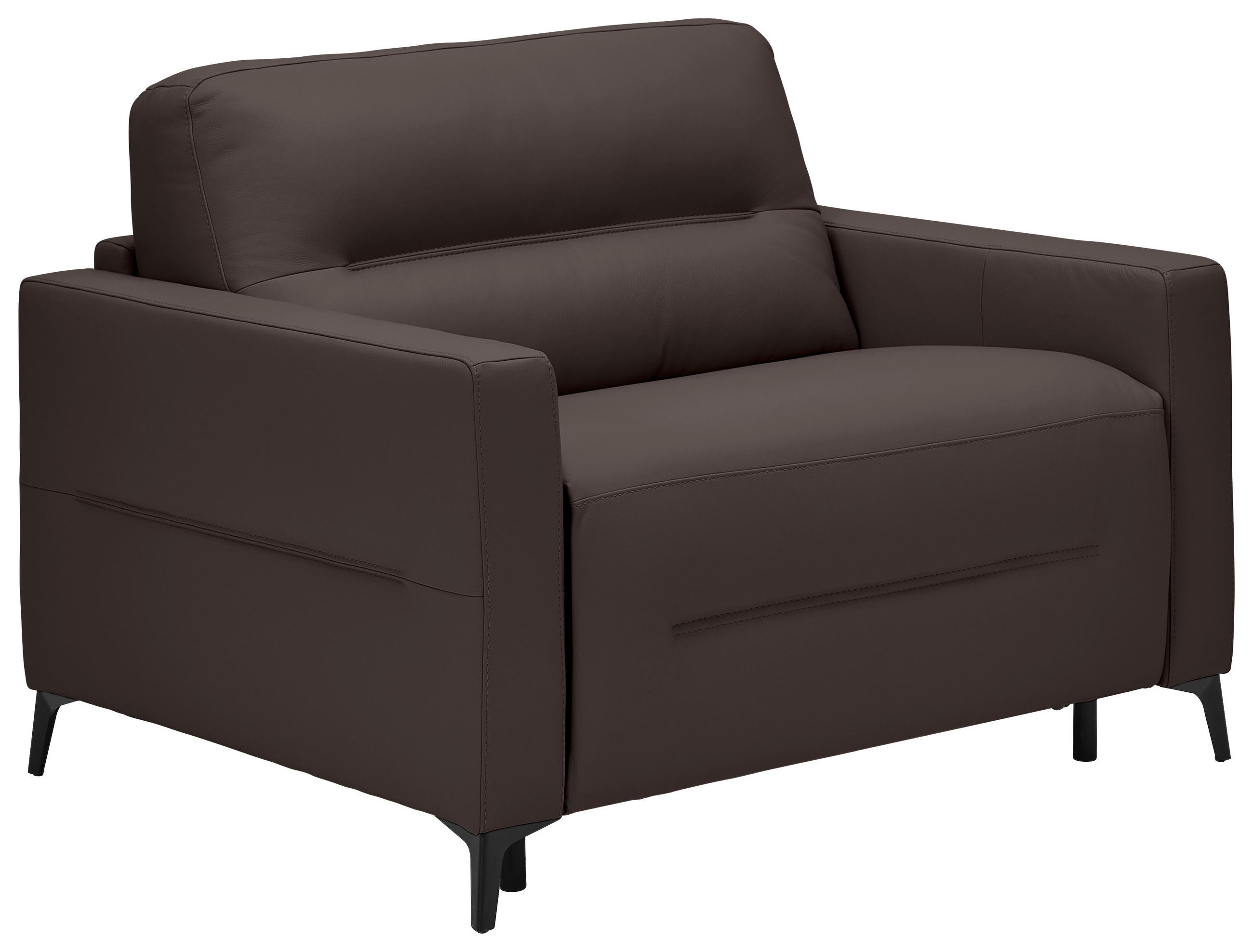 SCHLAFSESSEL Echtleder Dunkelbraun    - Dunkelbraun/Schwarz, Design, Leder/Metall (115/89/97cm) - Novel