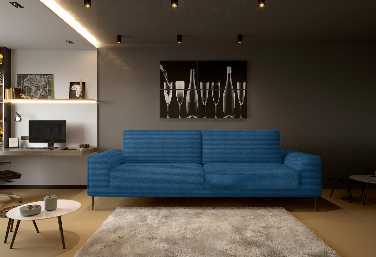SCHLAFSOFA in Cord Royalblau  - Royalblau/Schwarz, Design, Textil/Metall (250/89/105cm) - Welnova